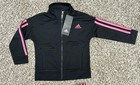 New Adidas Girls 2-piece Classic Tricot Track Suit Black   Pink Size 2t   m10 