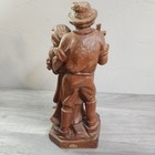 Vintage Hand Carved Fine Wood Man Traveler Lantern Night Watcher Solid Folk Art