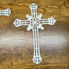 Vintage Style Cast Iron Wall Cross Set Of 2 Distressed White Farmhouse Decor