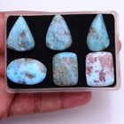 6 Pcs Natural Larimar 24mm-28mm Cabochon Untreated Loose Gemstones Wholesale Lot