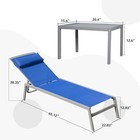 Domi Patio Chaise Lounge Set W 5 Adjustable Position headrest   Side Table blue