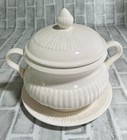 Vintage Gail Craft Japan Large Ribbed Soup Tureen W  Lid  Ladle   Underplate