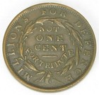 Hard Times Token Not One Cent  Ht 58  Very Fine    346