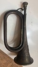 Vintage Us Military Style Brass Bugle 11 5    Long  Us Wreath  Mouthpiece   Chain