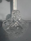 Vintage Clear Cut Glass Handled Basket Candy Dish Starburst Base