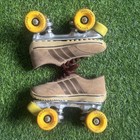 Vintage Chicago Roller Skates Brown Low Top Plates Yellow Wheels Size 5 5