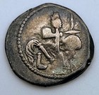 Roman Imperatorial Julius Caesar Ar Denarius Elephant Priestly Implements Vf