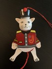 Vintage Wooden Jumping Jack Pull String Kitty Cat Soldier Christmas Ornament
