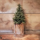 Antique Wooden Vessel With Primitive Christmas Tree