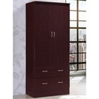 Hodedah 2 Door Armoire With 2 Drawers And Clothing Rod In Mahogany Wood