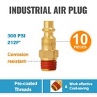1 4 Inch Male Air Plugs  10-pack Brass Npt Industrial Air Hose Fittings With    