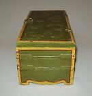 Old Vtg Early 20th C 1930s Folk Art Wooden Box Original Paint Metal Applied Fish