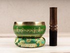 Tibetan Singing Bowl Green Set  Made In Nepal  Sound Bowl  Chakra Healing