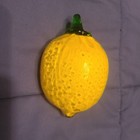 Vtg Murano Style Hand Blown Glass Yellow Lemon 5    Textured Realistic Art-glass