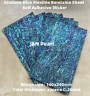 1pc 140x240mm Paua Abalone Blue Flexible Bendable Sheet Self Adhesive Stick