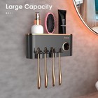 Toothbrush Holder With Toothpaste Dispenser  2 Cup Wall Mount Bathroom Organizer