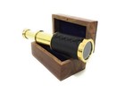 6  Handheld Brass Telescope Pirate Navigation With Anchor Rosewood Box Rustic   