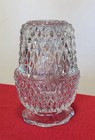 Vintage 1970s Indiana Glass Clear Diamond Point Fairy Lamp Angel Light W insert
