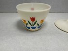 Vtg 50   s Anchor Hocking Fire-king Tulip Milk Glass Grease Jar Bowl Lid