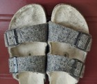 Womens Birkenstock Arizona Rivet Light Gray Shearling Wool Size 8 Eu 38 