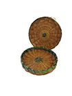 Vintage Handwoven Round Sweetgrass Basket  With Lid   d 
