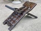 Vintage Jungle Tiki South American Tribal Carved Folding Chair Stool
