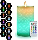  Rgb Flickering Flameless Led Pillar Candles Lights With Remote Battery Operate