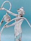 Victorian Silver Plate Art Nouveau Figural Aesthetic Woman Double Candle Holder