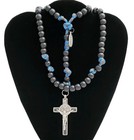 Rugged Rosary Para Cord Black Beads Handmade Italy Inri 22 