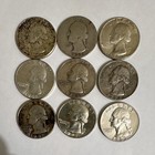 Washington Silver Quarter 25c Lot Of 9coins Circulated Ungraded Uncertified