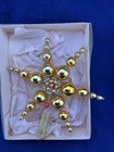 Vintage Czechoslovakia Beaded Glass Tree Topper In Gold