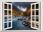 River In Forest Wall Decal 3d Effect Window View Sticker Poster Landscape Nature