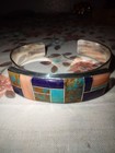 6 25  Inner Diameter Navajo G  Howe Signed Sterling Silver Inlay Cuff Bracelet
