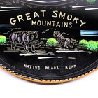 Vintage Great Smoky Mountains Black Plastic Tray Round Souvenir Retro Mcm Bears