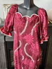 Vintage Lolenani Hawaii Hawaiian Red Maroon Floral Dress Tiki Xl