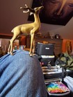 Large Brass Buck And Doe Deer Pair Vintage Figurines sculptures Set Of 2 Decor