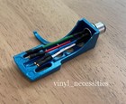 Technics Style Blue Headshell W  Ofc Gold Plated Wire Leads  Universal Fit 