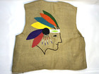 Vintage 1980 s Bsa Boy Scouts Burlap Handmade Vest Native American Indian Seth