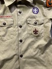 Boy Scouts Of America Uniform Shirt Youth Medium Khaki Short Sleeve Patches Bsa