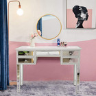 Modern Mirrored Vanity Make-up Desk Console Table Dressing Silver Glass Table