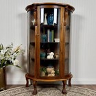 Antique Curved-glass Oak Curio Cabinet W  Claw Feet   Lion Mounts