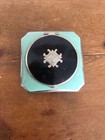 Vintage Art Deco Ornate Green Compact With Silver Medallion   Enamel Center