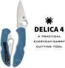Spyderco Delica 4 Pocket Knife Stainless Steel Plain Edge Blue Handle -  C11fpbl