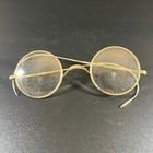 Antique 19th Century Gold-colored Wire-rim Round Eyeglasses With Original Case