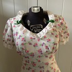 Vintage 1960   s 70   s Allegro New York Floral Puff Sleeve Empire Waist Dress Sz 11
