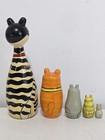 Set Of 5 Hand Painted Wooden Nesting Dolls  4 Cats  Kittens   1 Mouse 7  To 1  