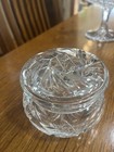 Vintage Cut Crystal Glass Czech Ladies Vanity Powder Jar 1920   s
