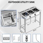 Three Compartment Commercial Kitchen Sink Stainless Steel With Hot   Cold Hoses