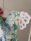 Vtg Pj Lindberg Girls Size 4 Floral Dress Watercolor Eyelet Lace Flutter Sleeve
