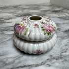 Porcelain Hair Receiver Hand Painted Floral Decor